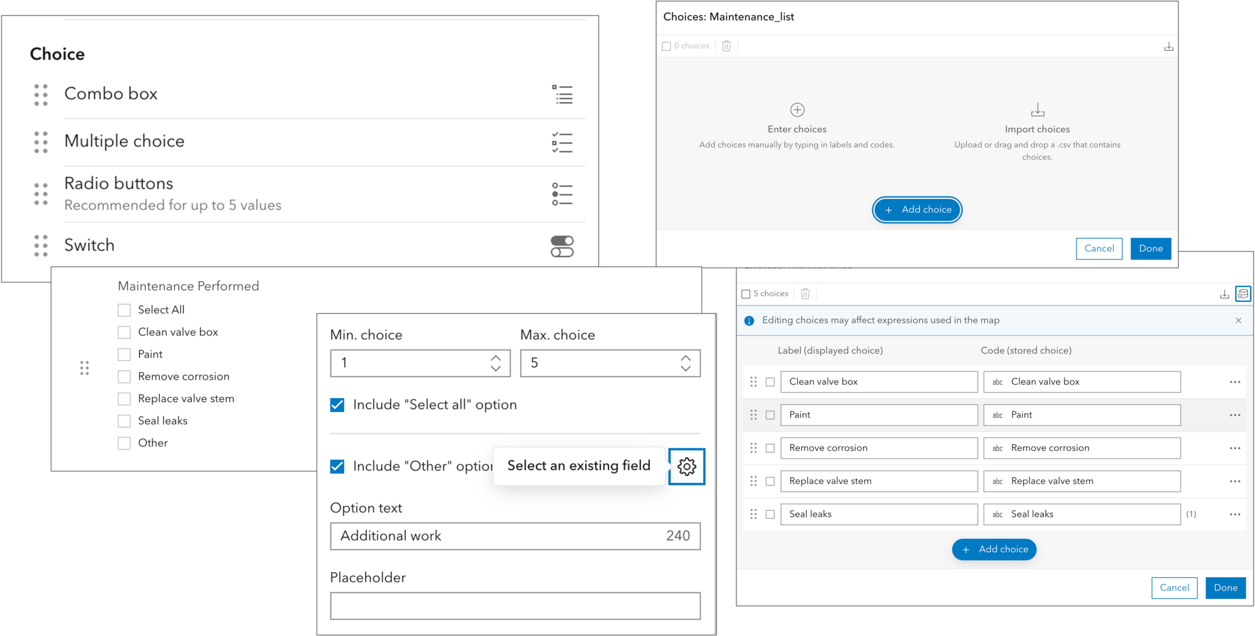 Configure Multiple choice form elements