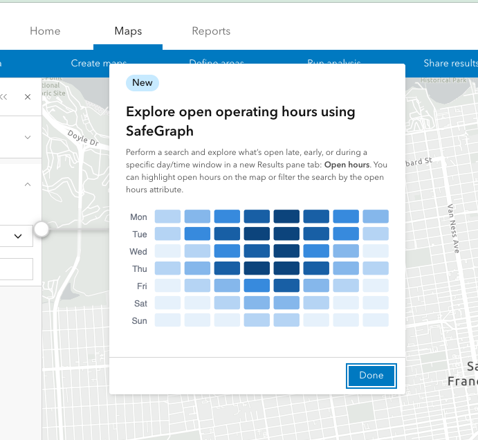 Guided tours prompt to try new POI open hours with SafeGraph data