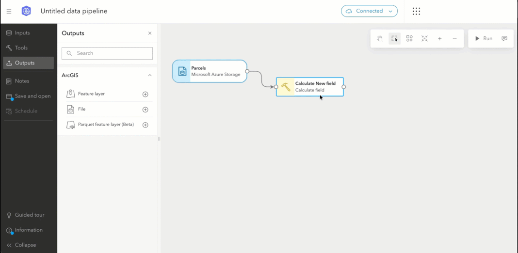 ArcGIS Data Pipelines can be used to create Parquet feature layers