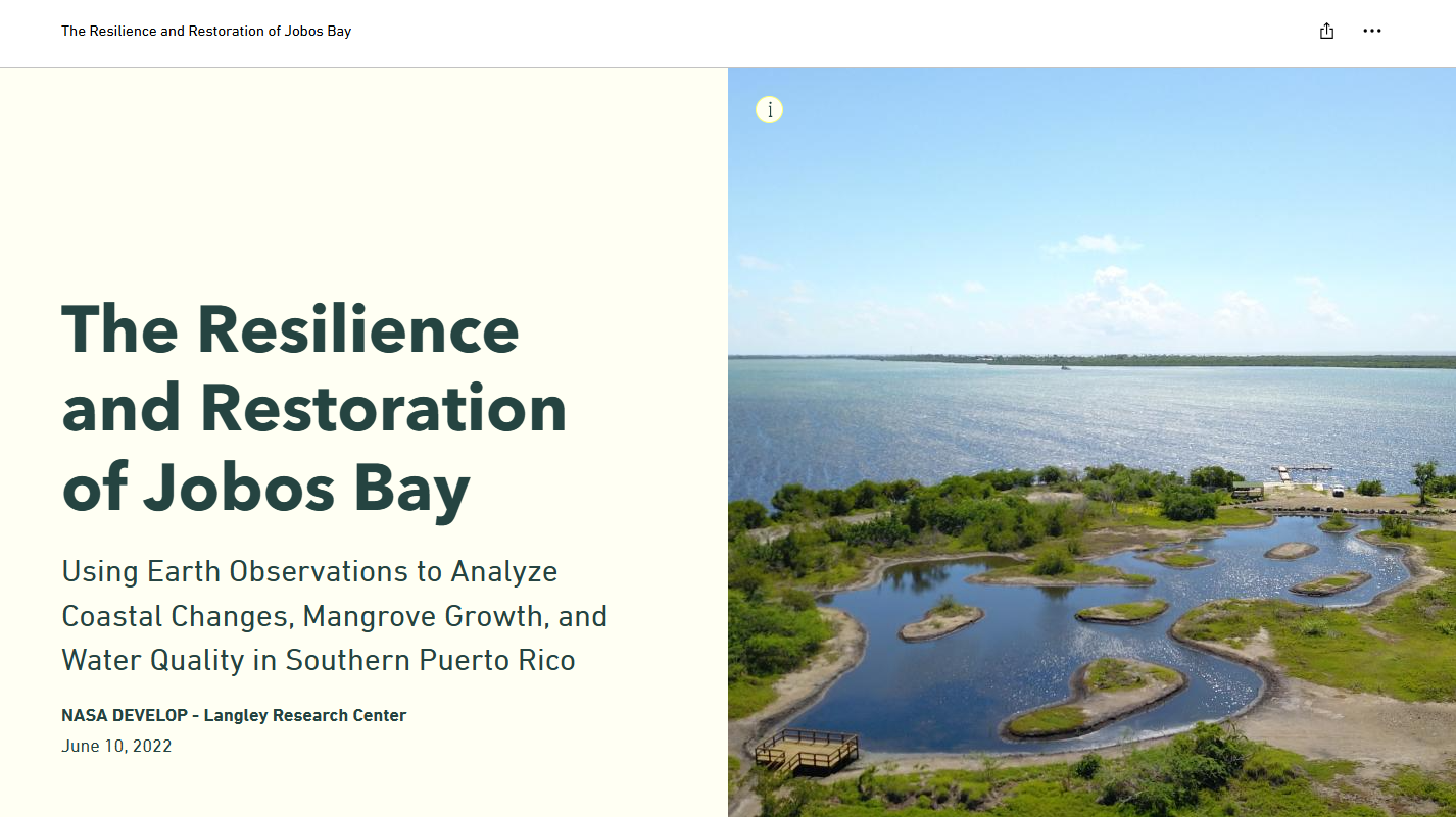 A screenshot of the cover of The Resilience and Restoration of Jobos Bay