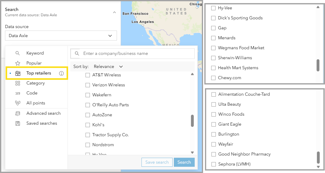 top retailers sorted by relevance