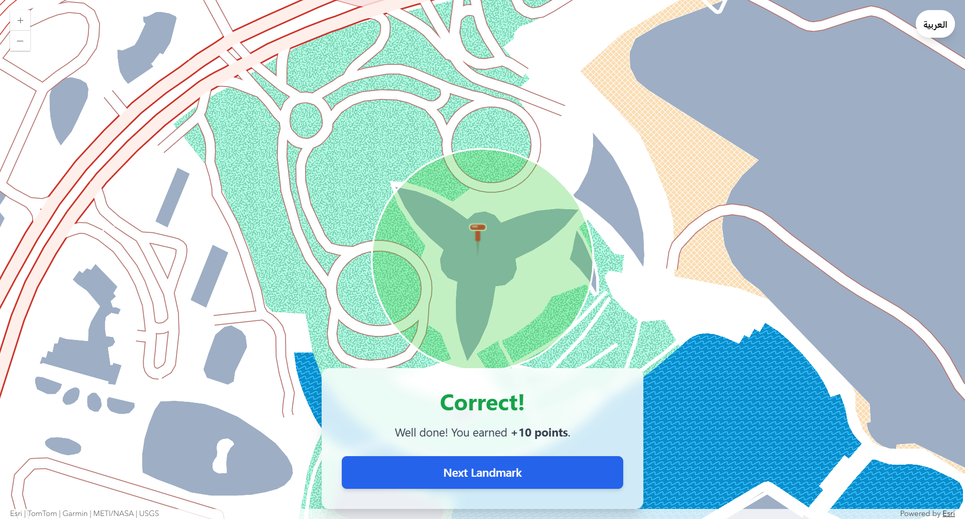 Revealing the landmark polygon geometry on the map after a guess is confirmed