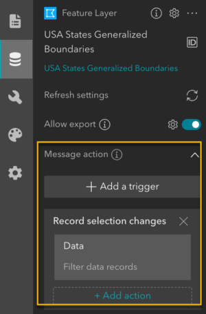 Data source message actions