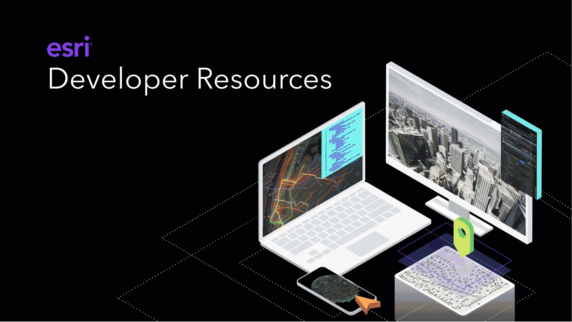 GIF flashing multiple resources for Esri developer technology.