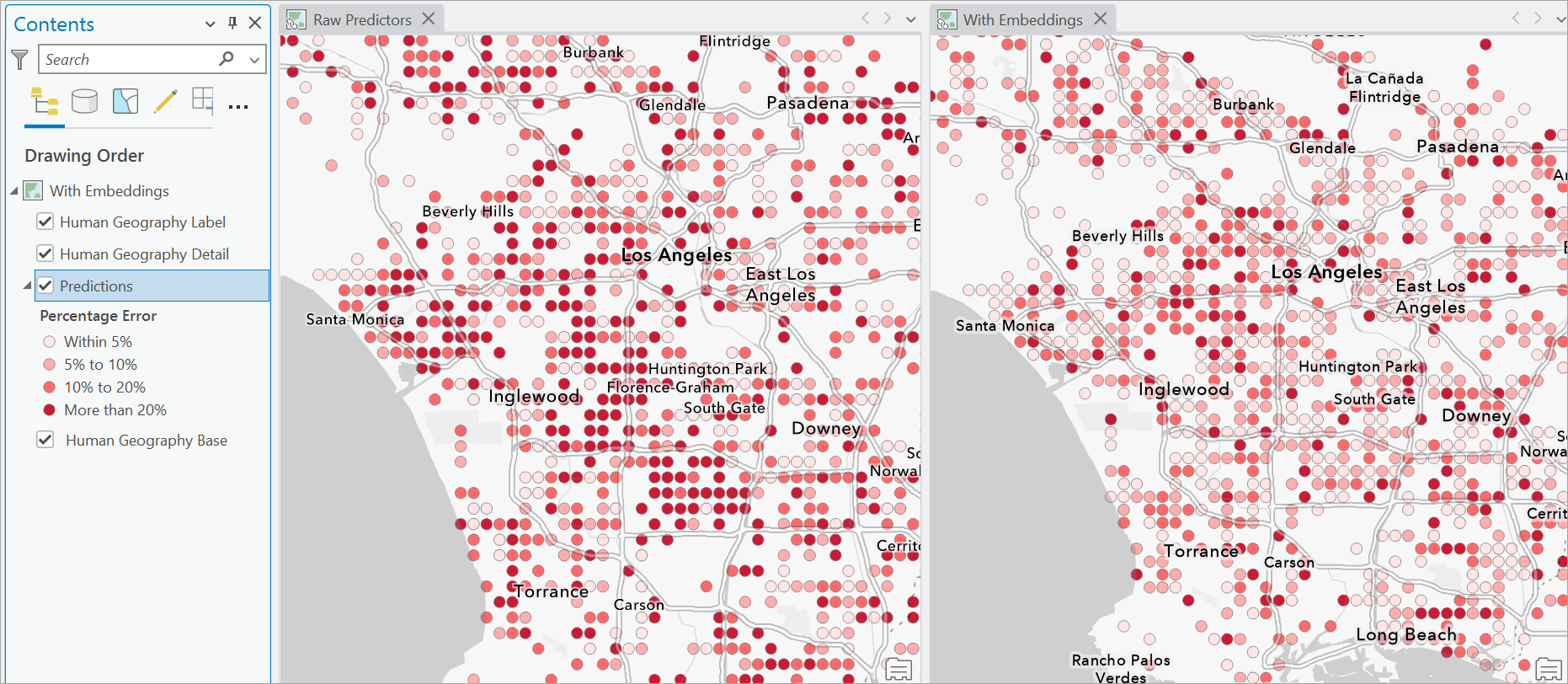 Housing price predictions improved by adding USA Geodemographic Embeddings to existing predictors.