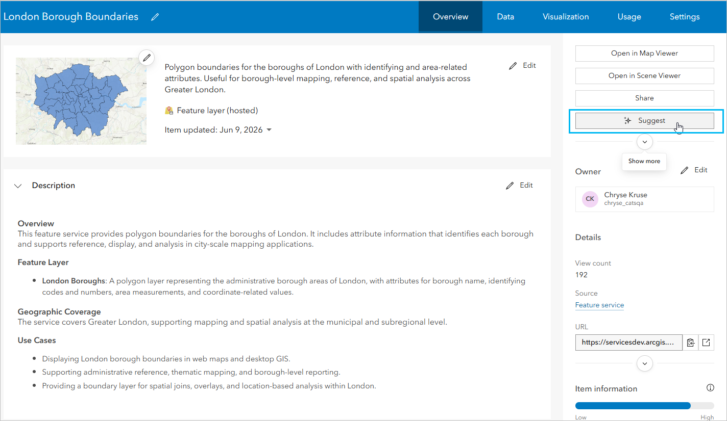 London Borough Boundaries item details page