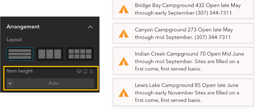 List items resize heights