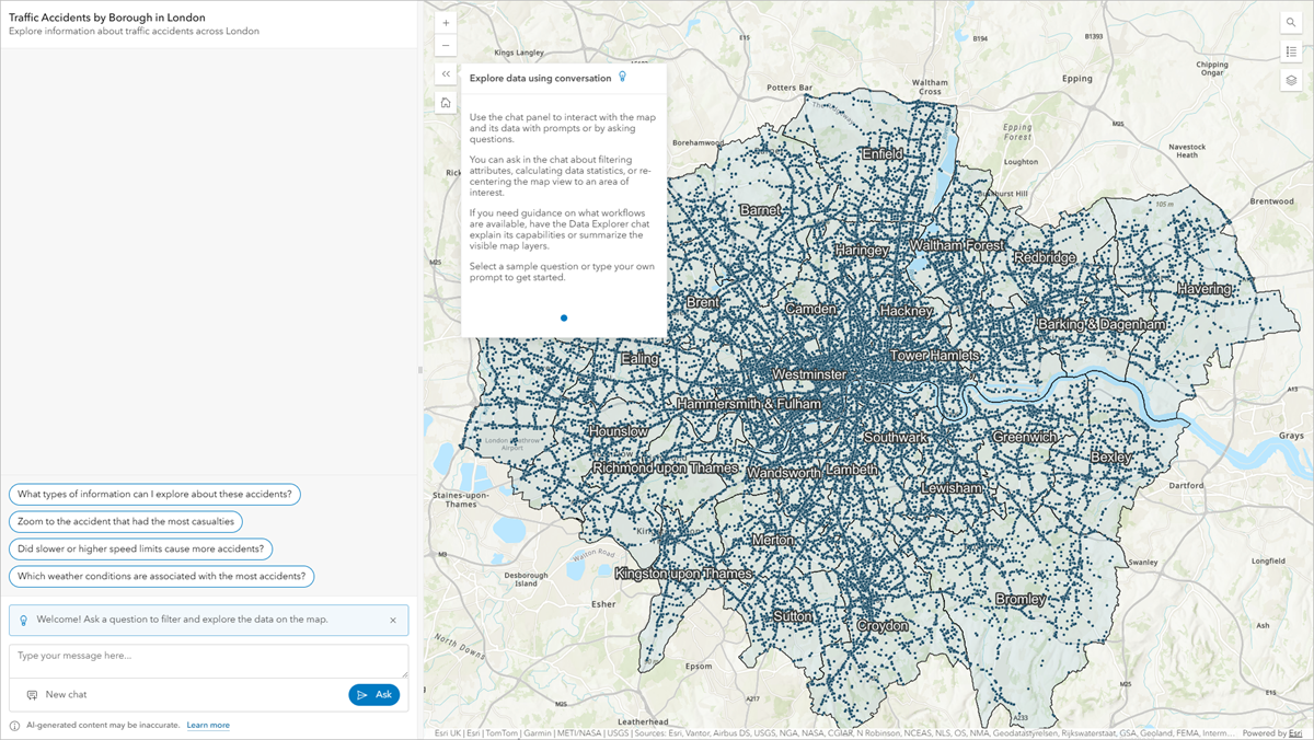 Data Explorer app of traffic accidents in London