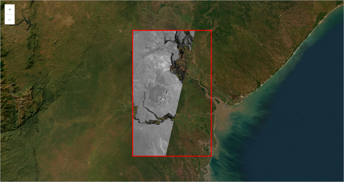 Log-difference raster generated from Sentinel-1 image pair 1 after clipping to the Beira AOI.
