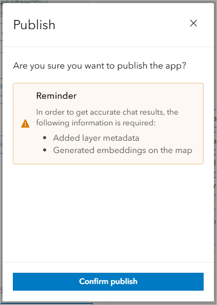 A message to confirm you have thorough metadata and have generated embeddings
