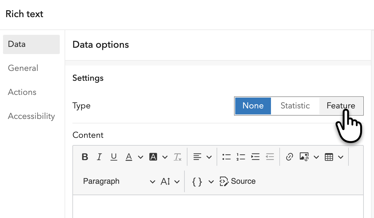 screenshot showing new options for rich text