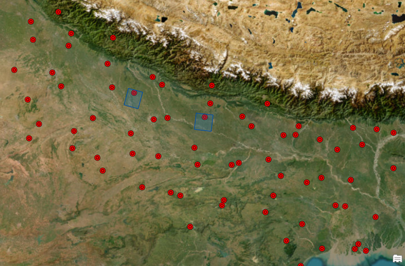 Visualization of locations with embedding similarity to a Gangetic Plains reference area.
