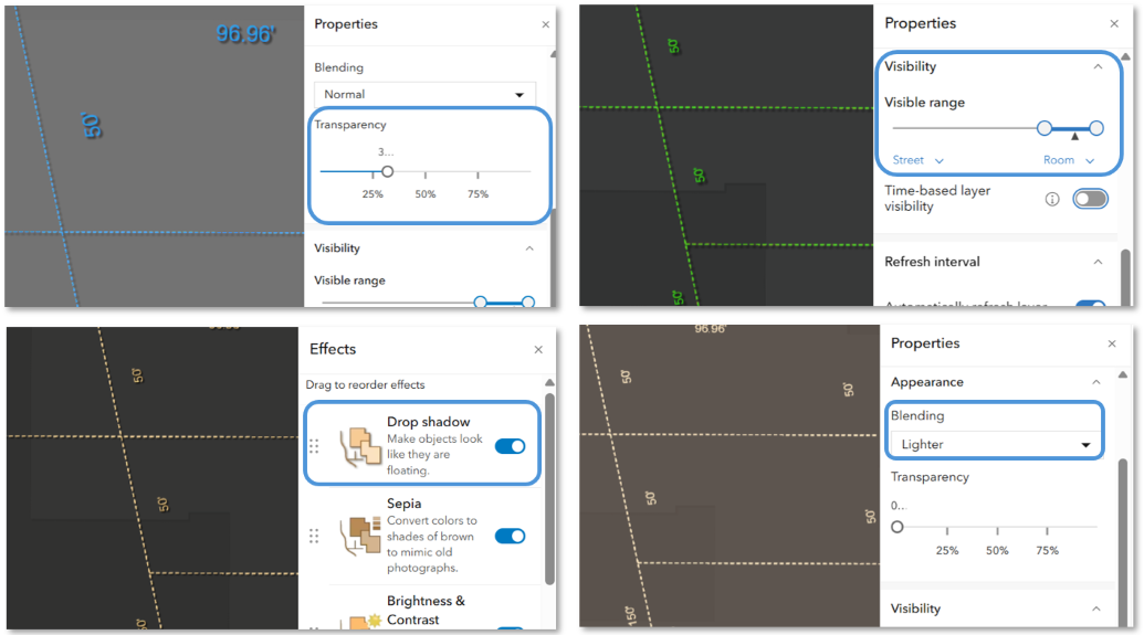 Adjust the properties to fine-tune the appearance of annotation and dimensions displayed on the map