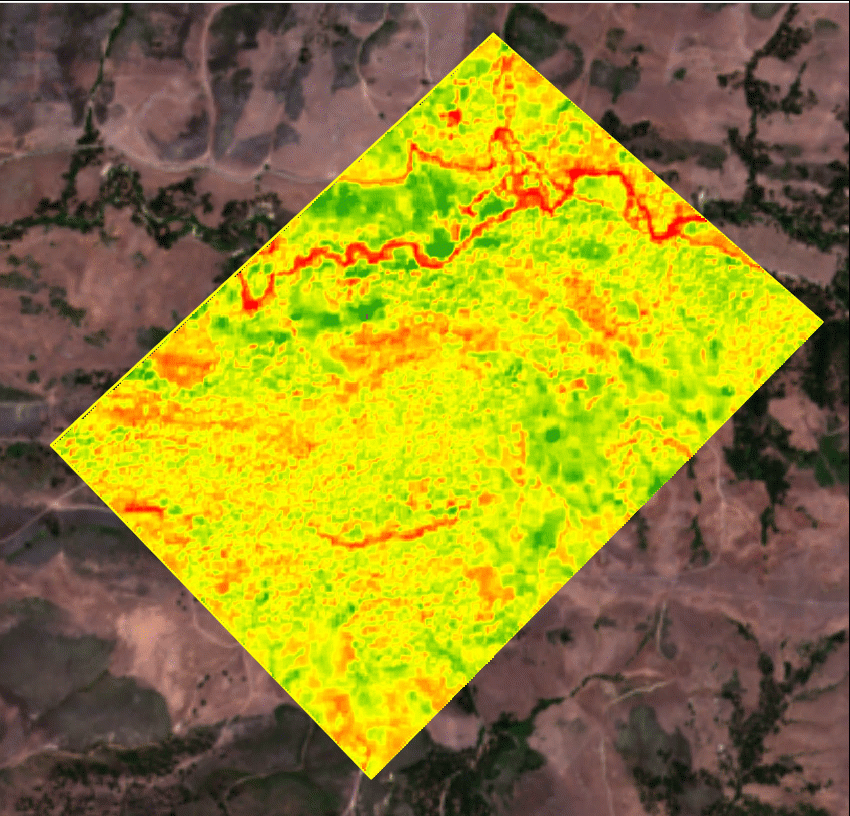 Multidimensional imagery layer showing EVI values