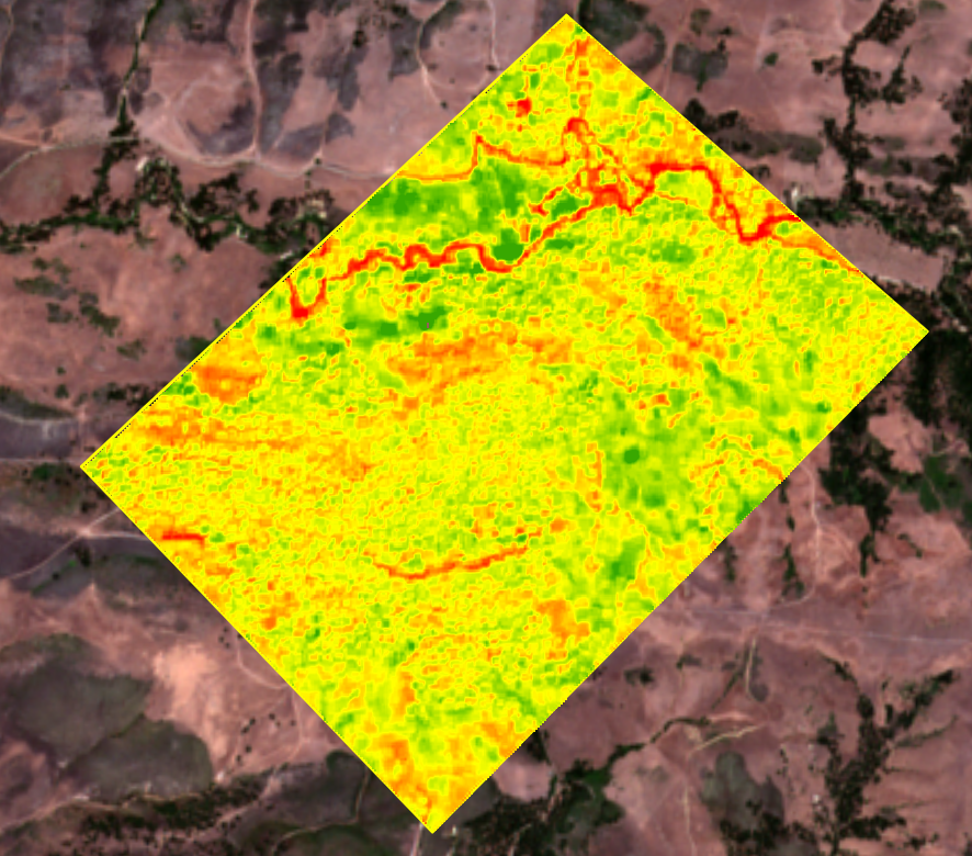 EVI imagery layer visualized