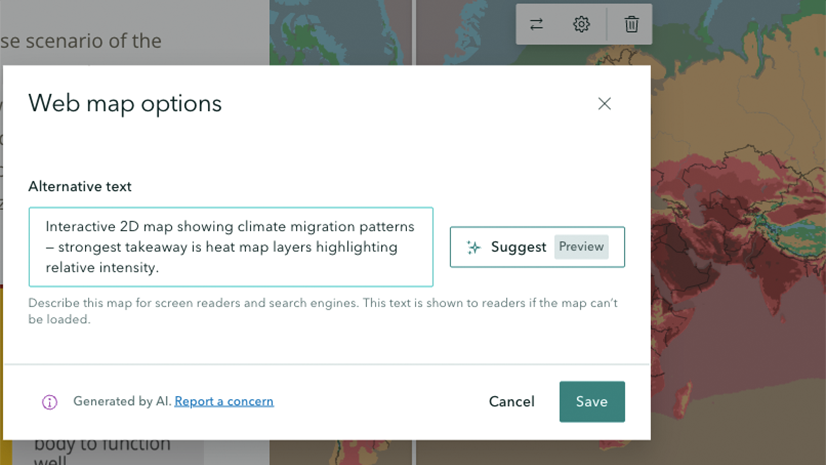 A screengrab of the alt text in a swipe map.