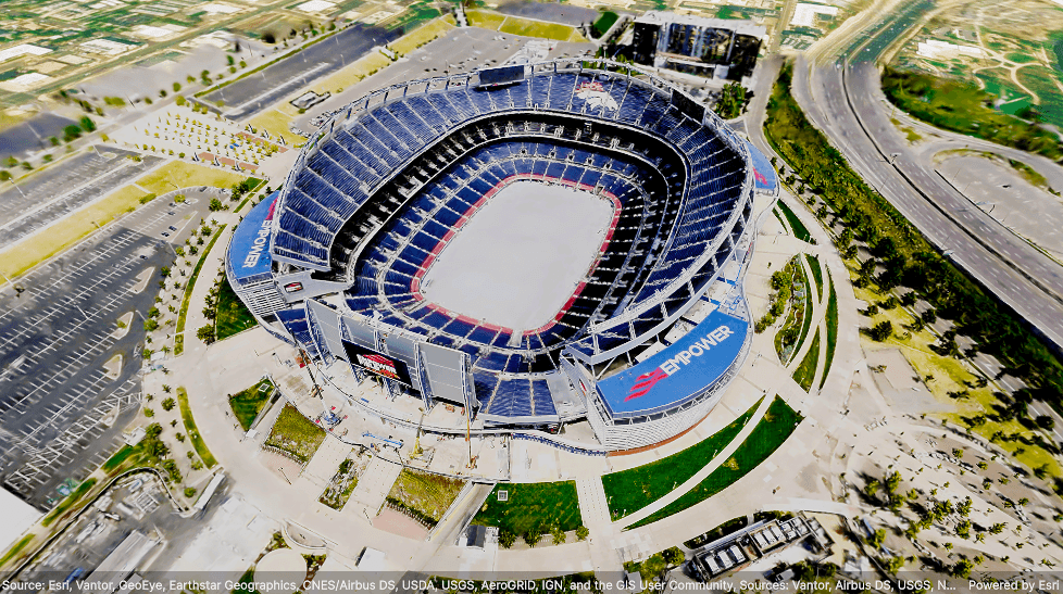 Gaussian splat layer. Map Data: Denver Mile High Stadium Drone 3D Gaussian Splat by bconnolly_IVT5.
