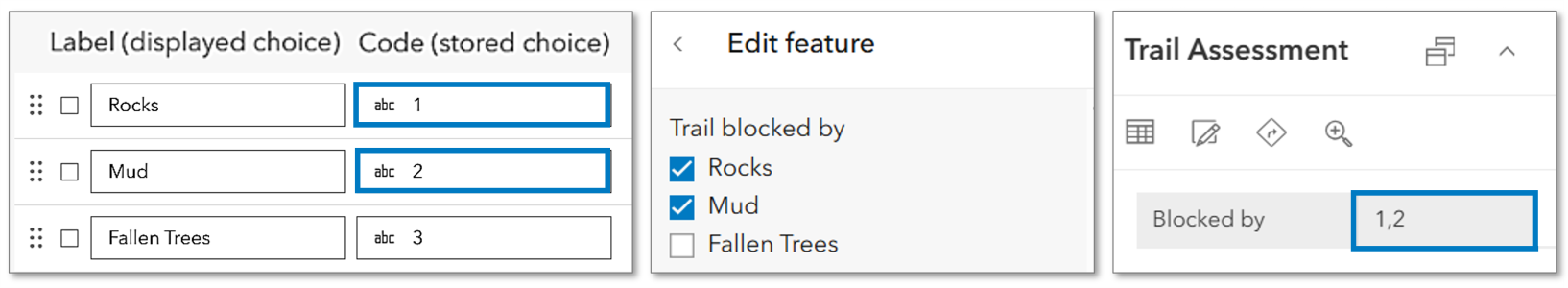 Create a choice list using labels and codes.