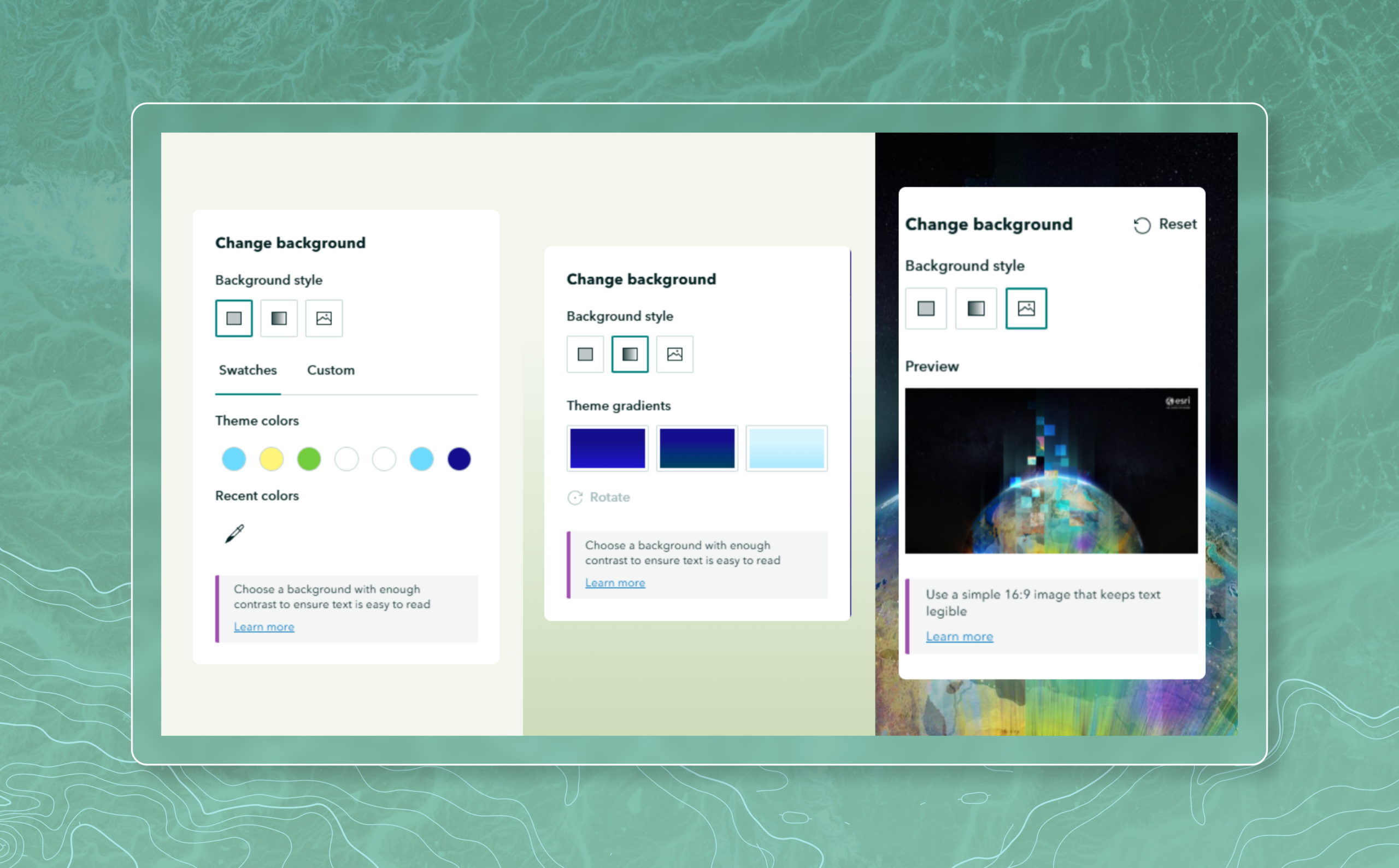 examples of briefing backgrounds - solid color, gradient, and image