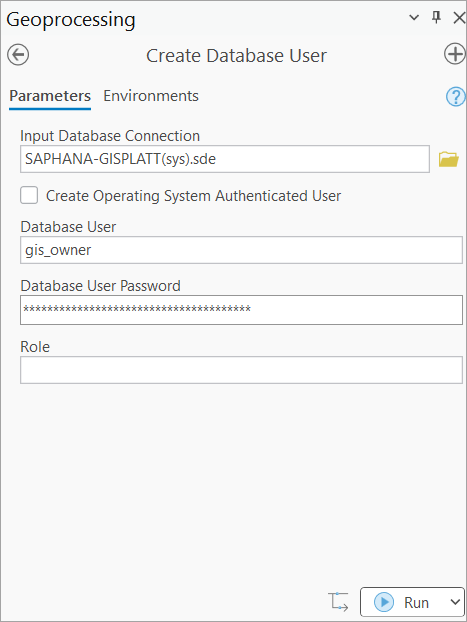 Create a database user