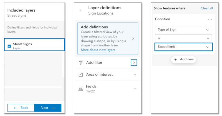 Set spatial or attribute-based filters on the view.