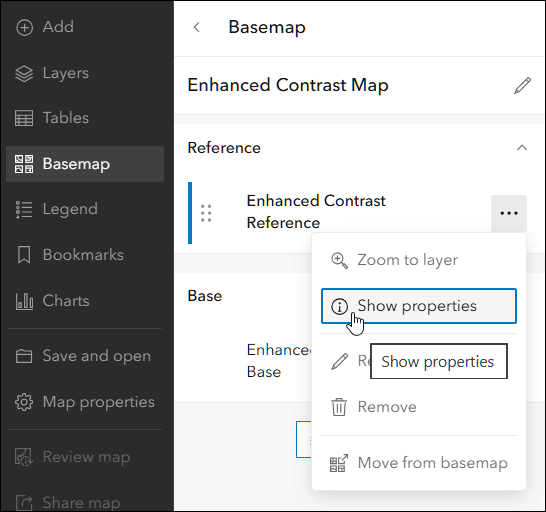Show layer properties