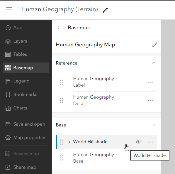 World Hillshade added to base layers