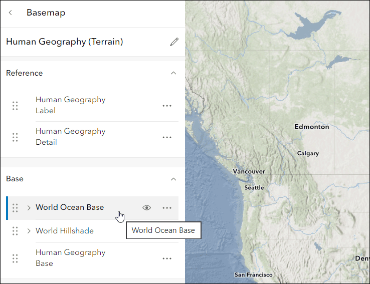 Custom basemap based on Human Geography and Oceans