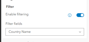 Filter settings in the configuration panel