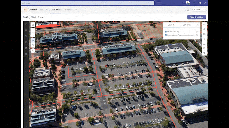 3D scene of Packing District in Microsoft Teams