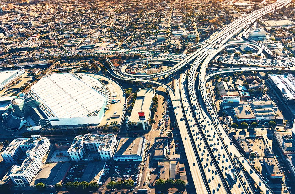 Oblique image of a desert city