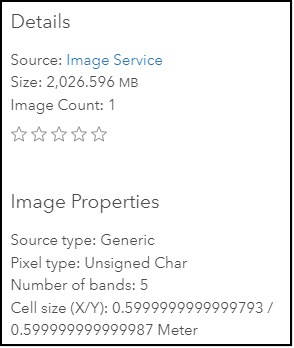 Item details for tiled imagery layer