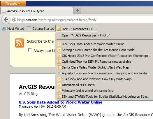 ArcGIS Resources >> Hydro Feed