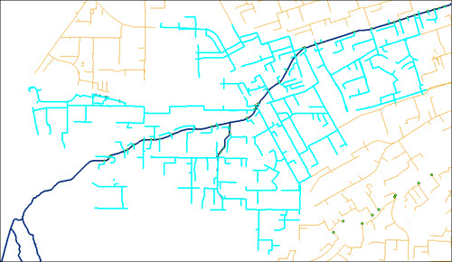 Contributing drainage network to the creek.