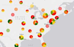 Pie chart clusters after zooming in