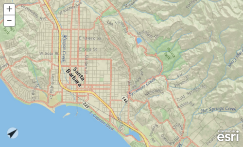 Rotated map to align Santa Barbara road network