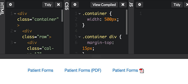 CodePen showing how to indicate link as PDF