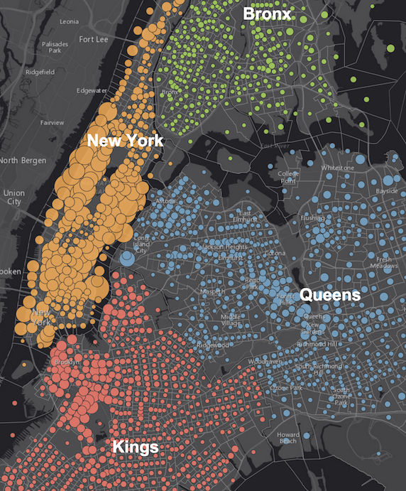 People with Bachelors' Degrees in the Boroughs of New York