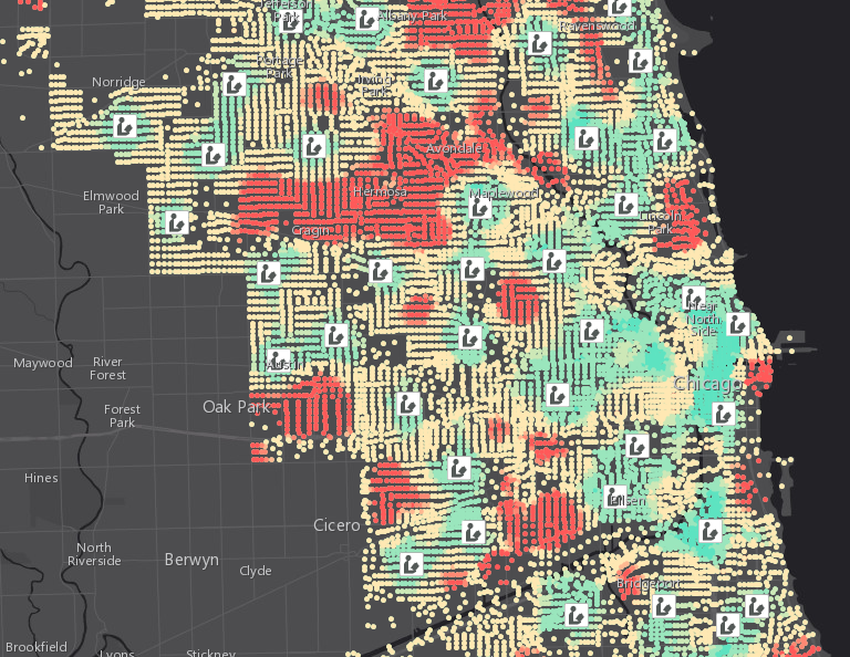 Chicago library access map