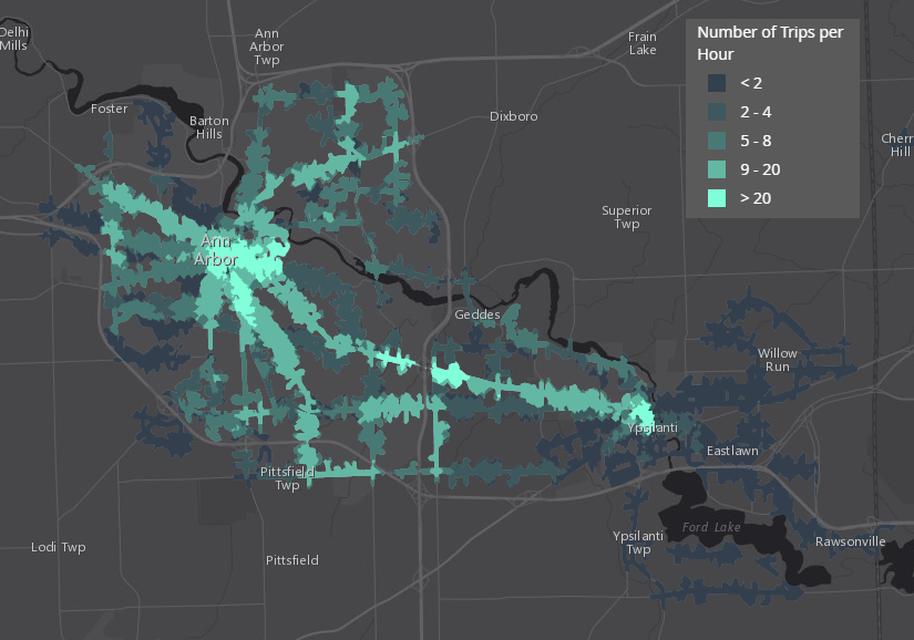 Ann Arbor transit frequency, morning rush