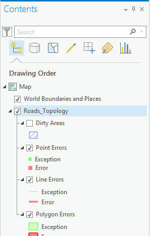 The topology in the map's Contents pane