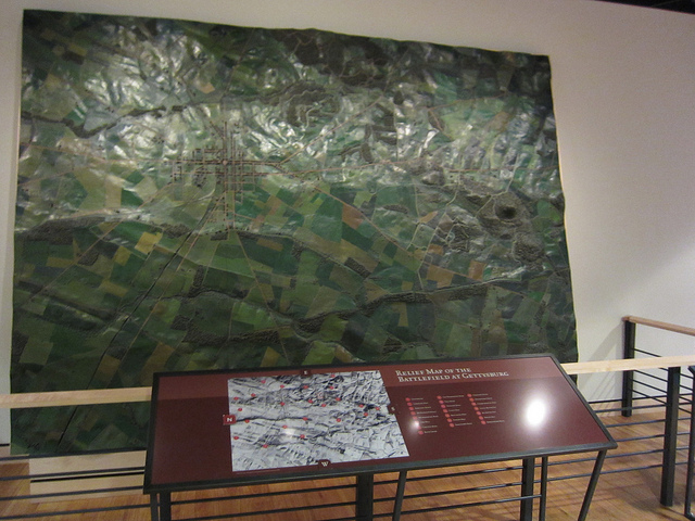 The Cope Map, a raised relief installation at the Gettysburg visitor center.