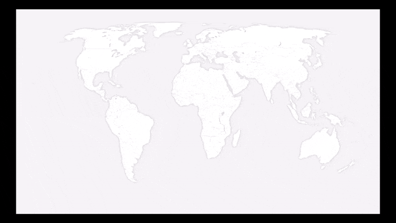 An animated map of the world that shows major human settlements from 3,000 BC to present