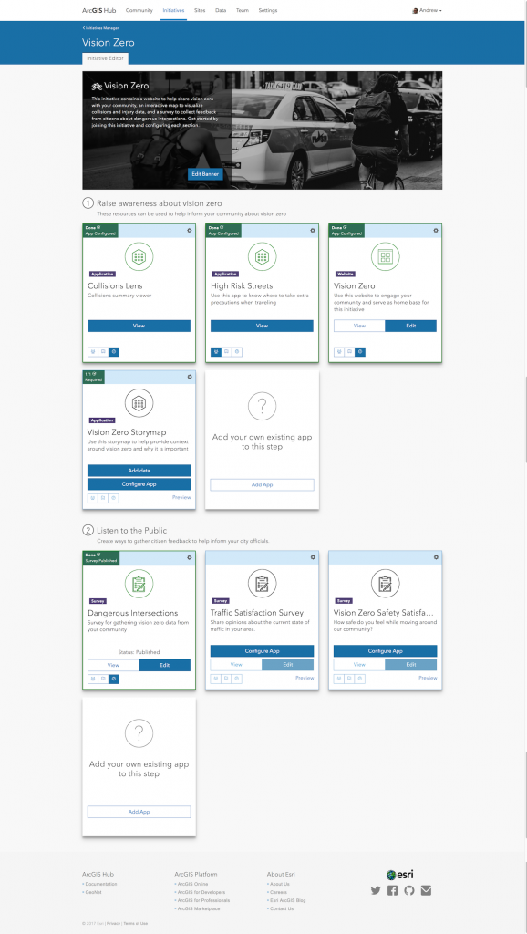 ArcGIS Hub Initiative Editor