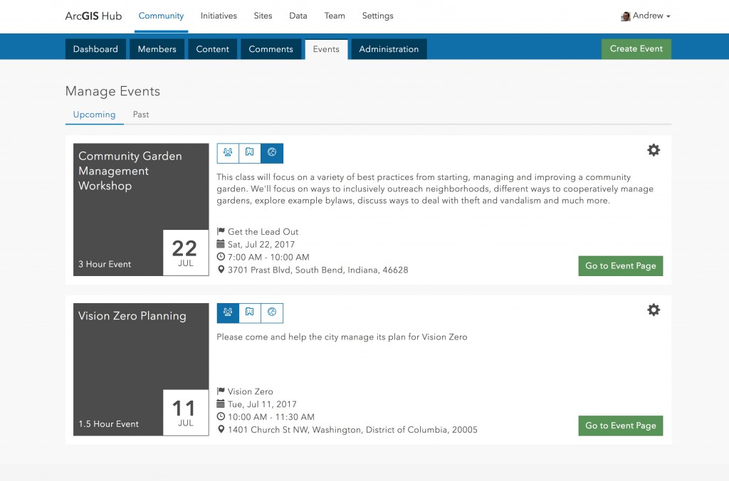 ArcGIS Hub Event Management