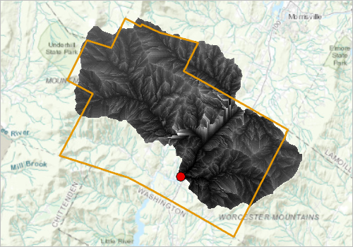 A raster of Flow times for the town of Stowe, Vermont