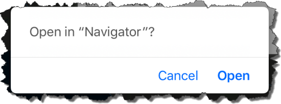 Open in Navigator pop-up
