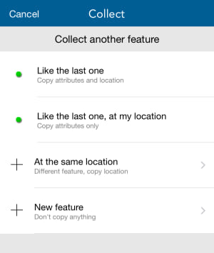 Choices for collecting another feature