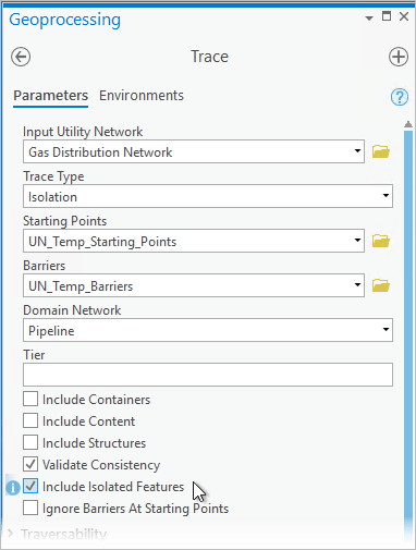 Include Isolated Features parameter on the Trace geoprocessing tool Include Isolated Features parameter on the Trace geoprocessing tool