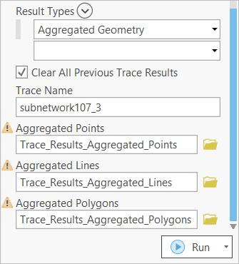 Result Types parameter on the Trace geoprocessing tool Result Types parameter on the Trace geoprocessing tool